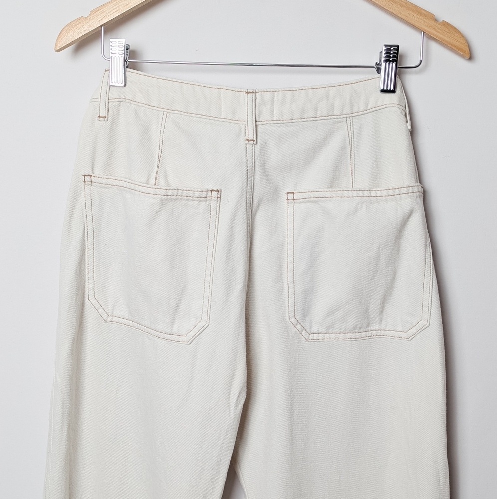 REFORMATION Lexi High Rise Wide Leg Jeans Exposed Button Fly Ivory White 29 - Picture 10 of 12
